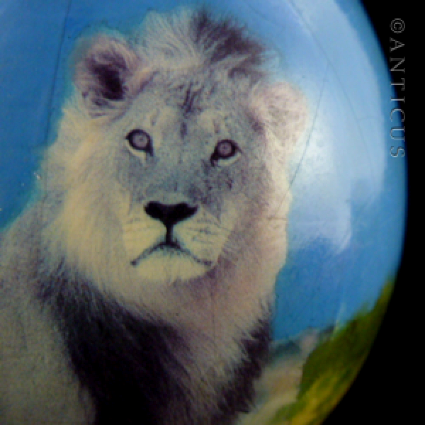 Vintage Ostrich Egg with Print of Lion.