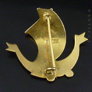 Norwegian Silver Gilt and Enamel Viking Ship Brooch.