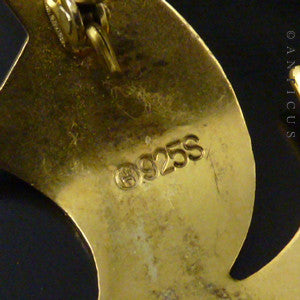 Norwegian Silver Gilt and Enamel Viking Ship Brooch.