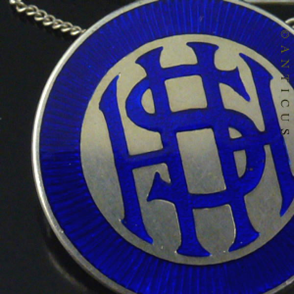 Silver and Blue Enamel Prefects Badge, H.H.S.