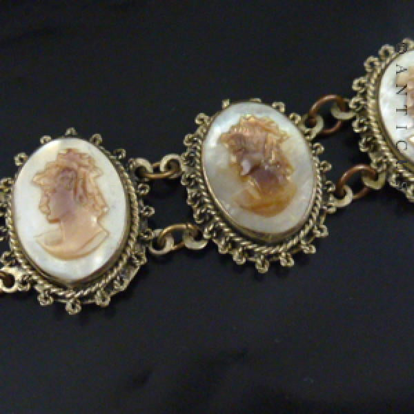 Carved Mother of Pearl Cameo Bracelet.
