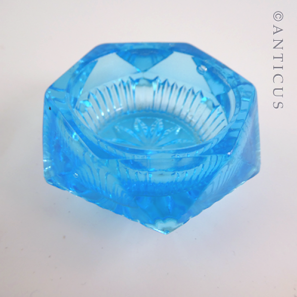 Turquoise Blue Glass Open Salt Cellar.