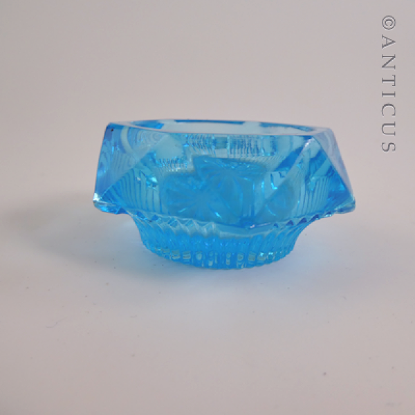 Turquoise Blue Glass Open Salt Cellar.