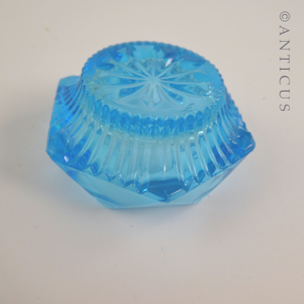 Turquoise Blue Glass Open Salt Cellar.