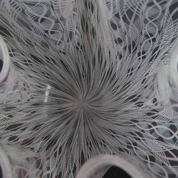 Venetian Latticino Glass Signed Hankerchief Vase.