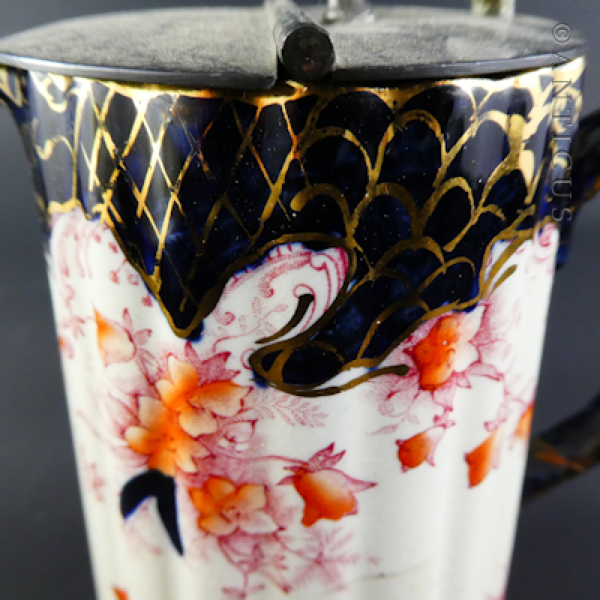 Pretty Victorian Jug with Pewter Lid, Faults.