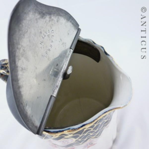 Pretty Victorian Jug with Pewter Lid, Faults.
