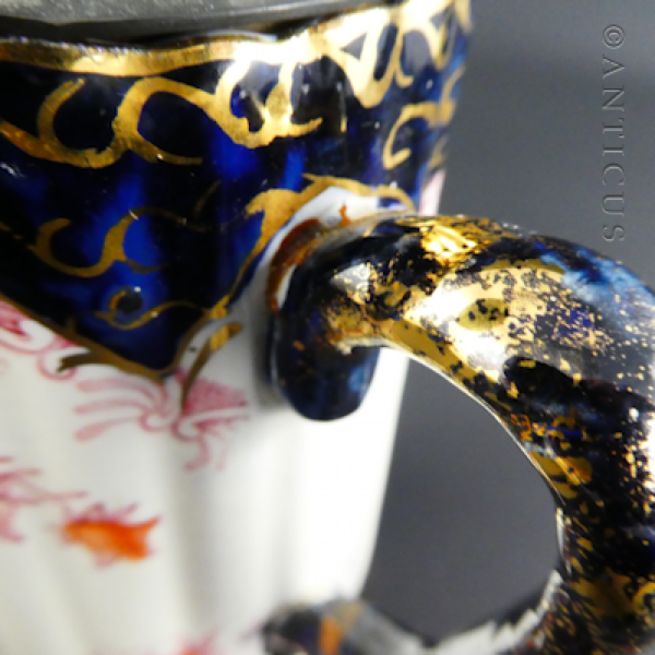 Pretty Victorian Jug with Pewter Lid, Faults.