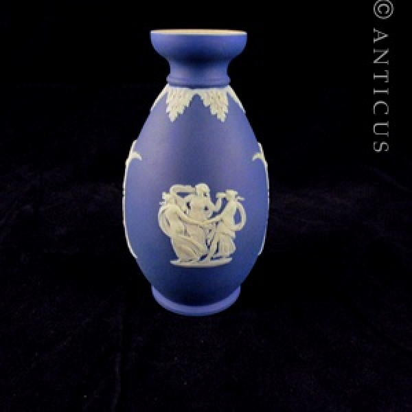 Wedgwood Blue and White Jasperware Vase.