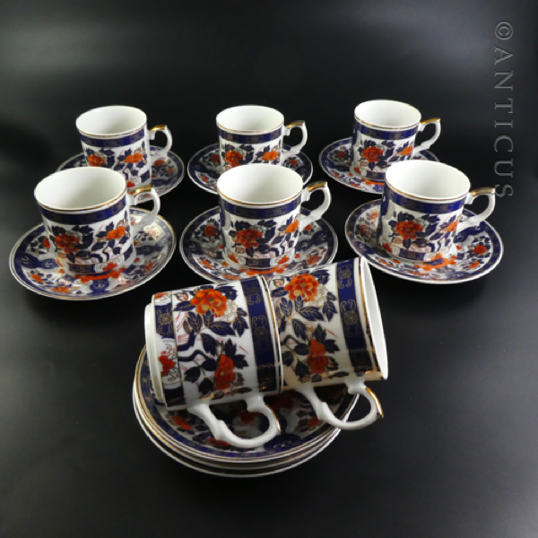Modern Imari Patterned Coffee Set.