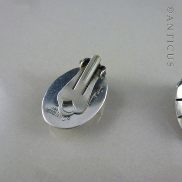 Sterling Silver and Opal Chip Earrings, Clips.