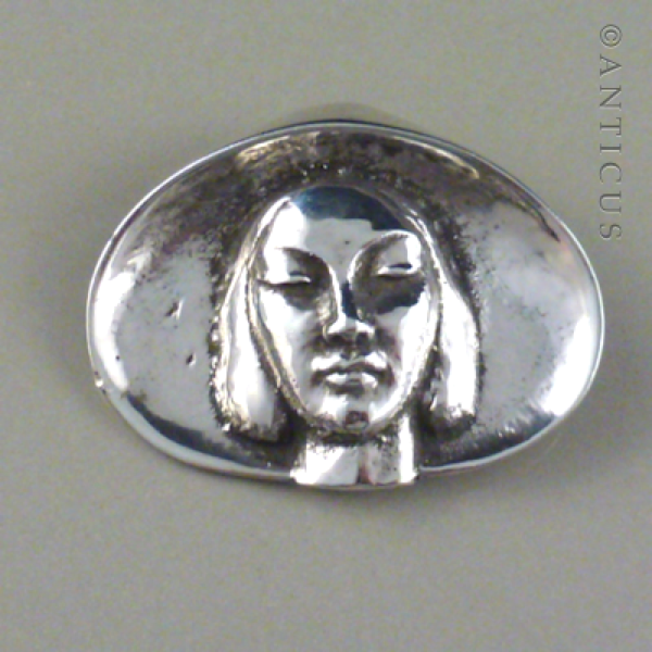 Cast Silver Brooch, Girl in Pipi Shell.