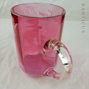 Unusual Mary Gregory Cranberry Glass Mug, Warrnambool.