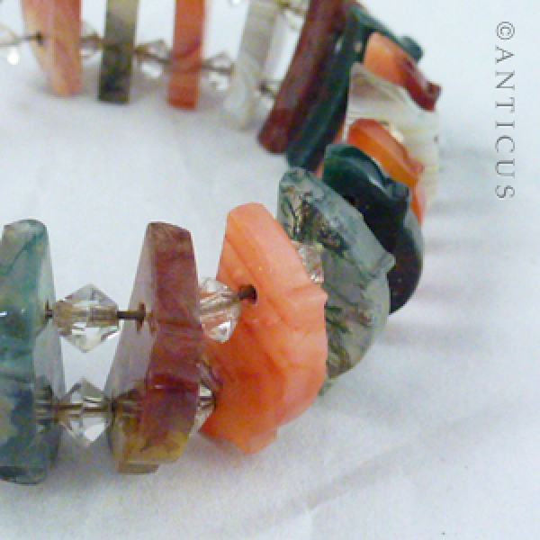 Unusual Scottish Silver and Agate Panels Bracelet.