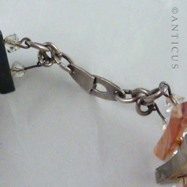 Unusual Scottish Silver and Agate Panels Bracelet.