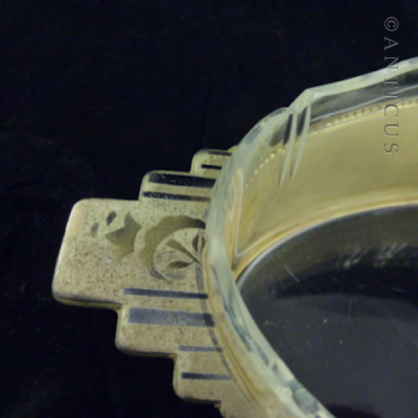 German Metal Art Deco Open Table Vase, Glass Insert.