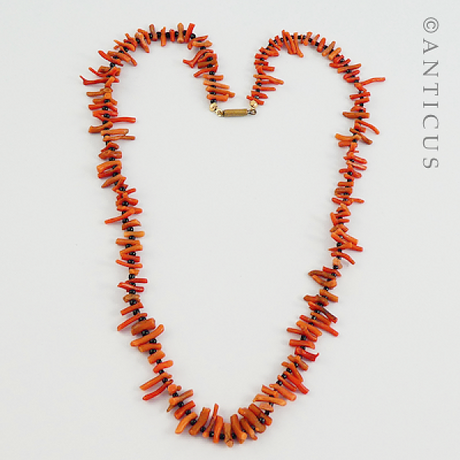 Antique Coral Spike Necklace.
