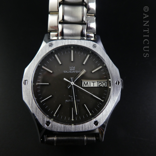 Ducado Gent's Watch, Stainless Steel, Manual Wind, 1970s.