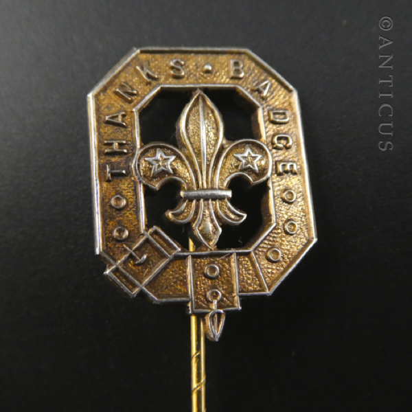 Gilded Silver Scouts Thanks Badge Lapel Pin.