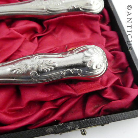 Pair of Edwardian Fish Servers, Boxed.