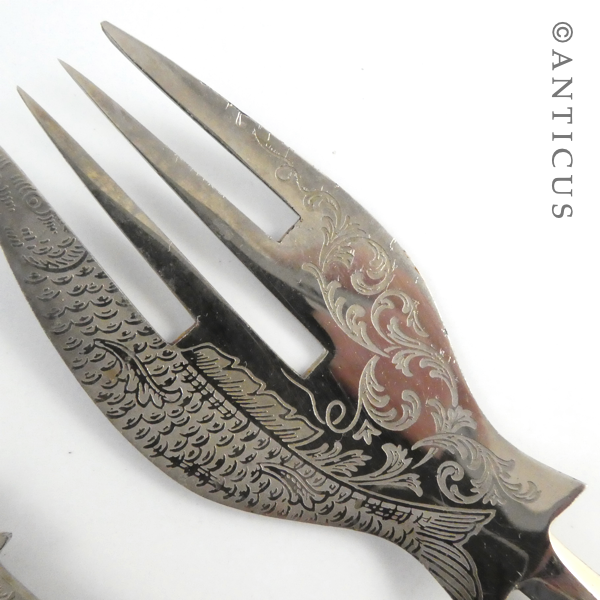 Pair of Edwardian Fish Servers, Boxed.