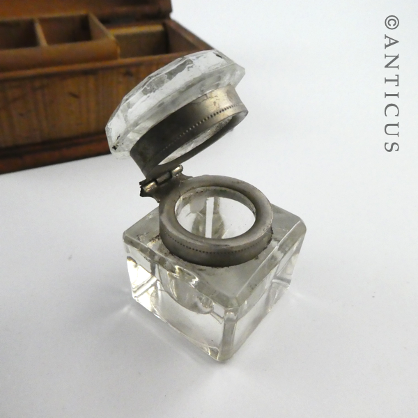 Wooden House Inkwell and Stamp Box.