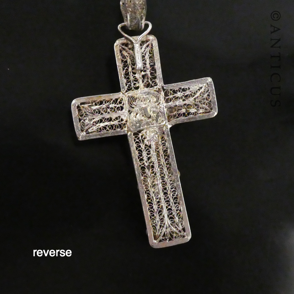 Filigree Silver Antique Cross Pendant.