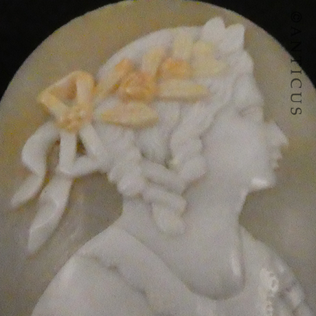 Unset Genuine Cameo, Victorian Woman.