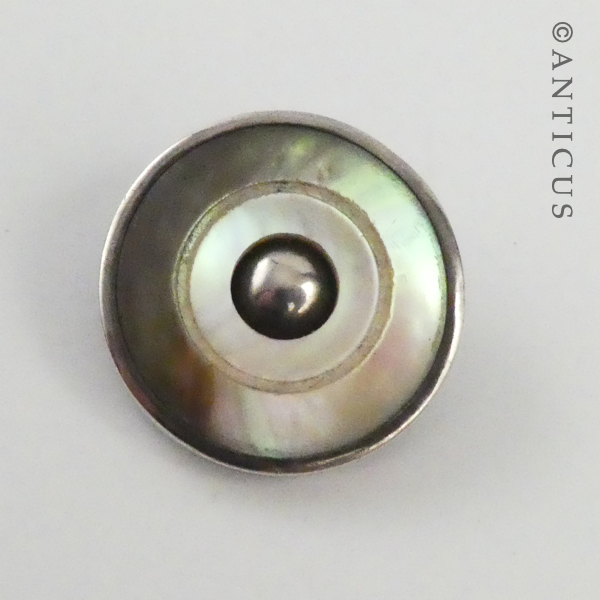 Art Deco Mother of Pearl and Silver Brooch.