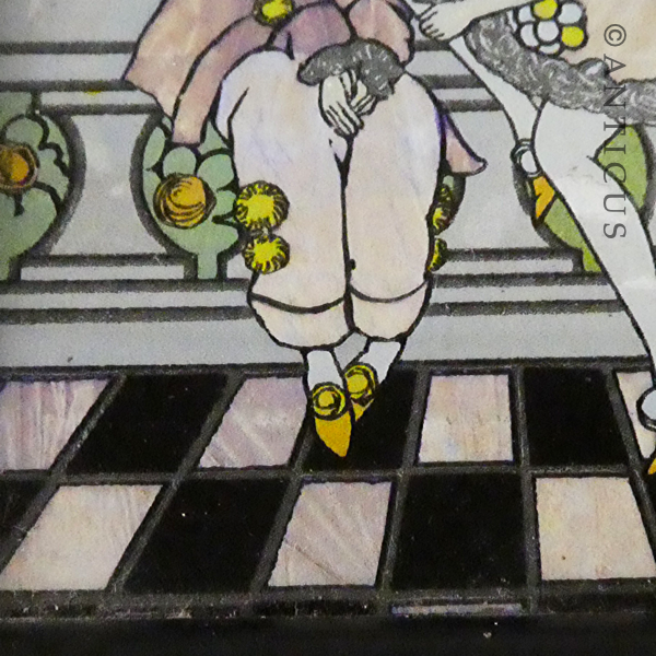 Art Deco Small Butterfly Wing Picture, Pierrot and Lady.