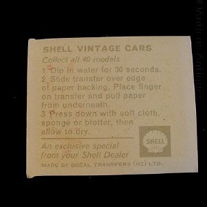 28 Vintage NZ Shell Oil Promotional Transfers, Cars.