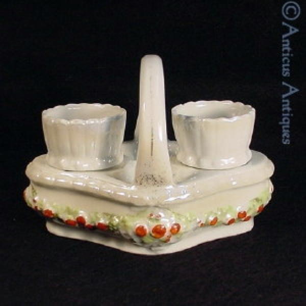 Edwardian Porcelain Egg Cruet.