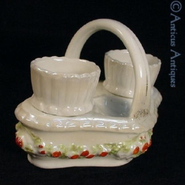 Edwardian Porcelain Egg Cruet.