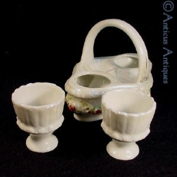 Edwardian Porcelain Egg Cruet.