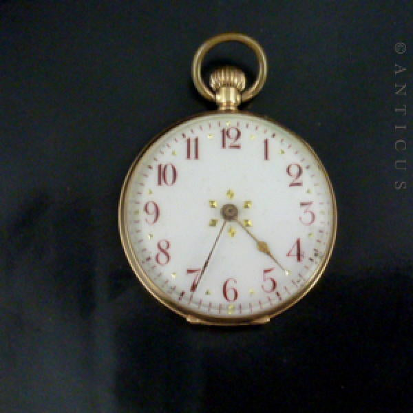 Ladies 14K Gold Vintage Pocket Watch.