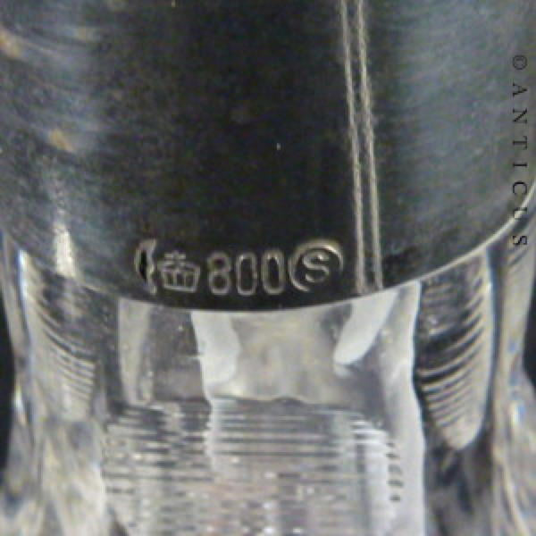 Silver and Cut Glass Large Scent Bottle.