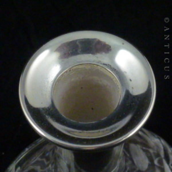 Silver and Cut Glass Large Scent Bottle.