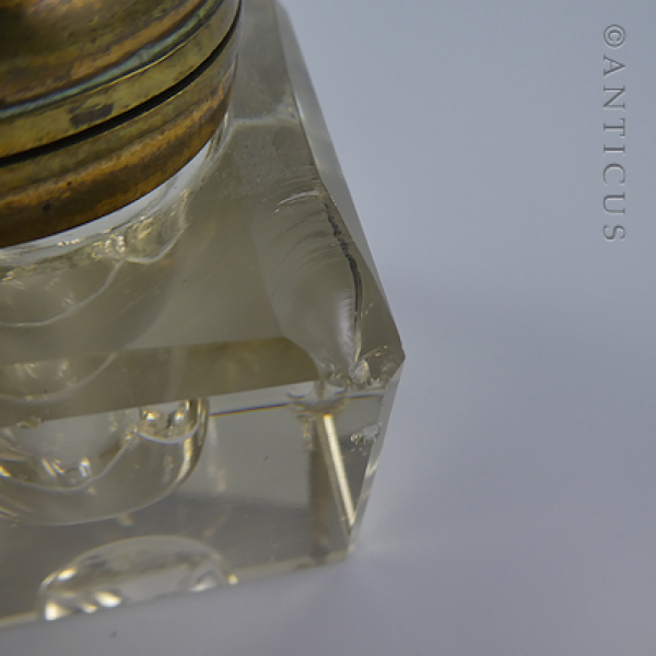 Antique Brass Ink Stand, with Twin Ink Bottles.