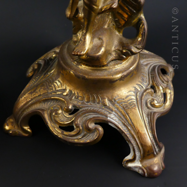 Pair of Cast Brass Figural Lamp Bases.