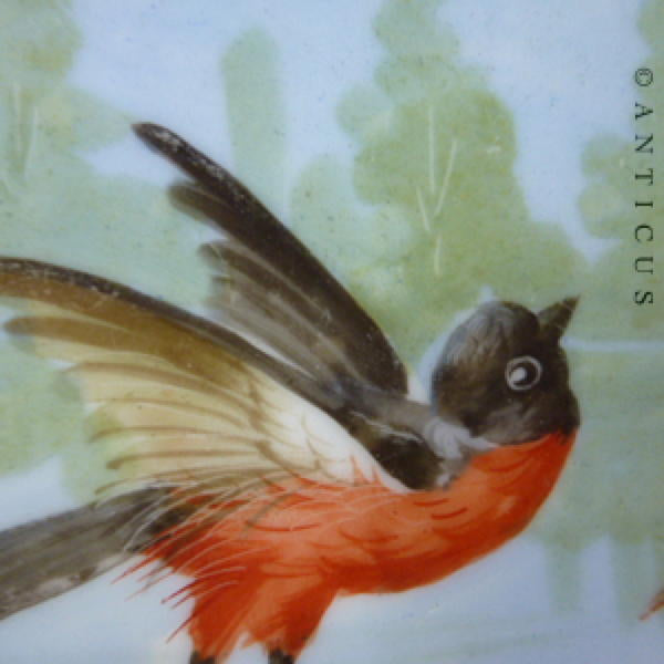 Victorian Hand Painted Dish with Robin and Lake.