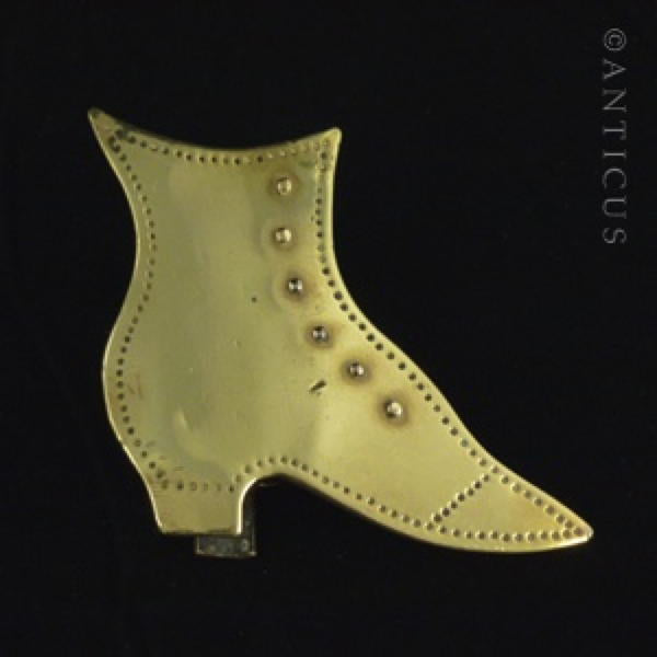 Victorian Brass Boot Spill Holder.