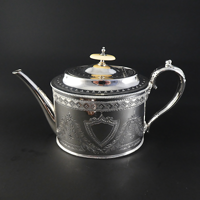 Four Piece Silver Plate Edwardian Tea Service.