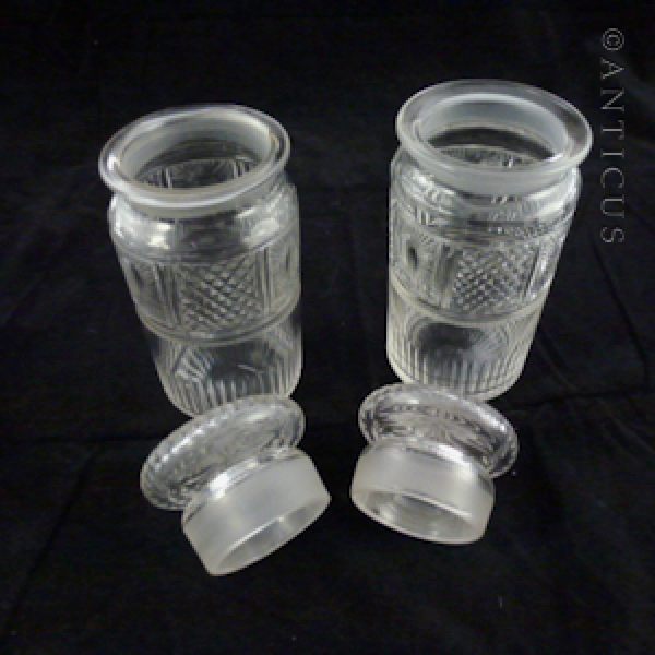 Pair of Cut Glass Pickle Jars, Edwardian.