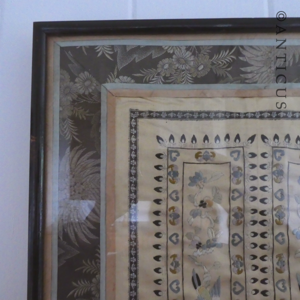 Old Framed Chinese Embroidery.