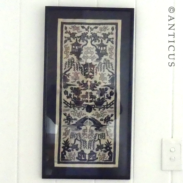 Chinese Embroidery, Framed, Black and White.