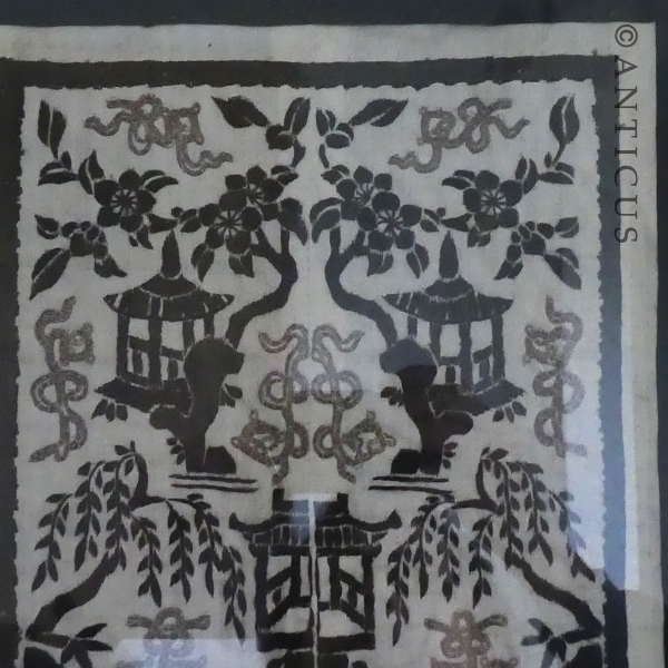 Chinese Embroidery, Framed, Black and White.