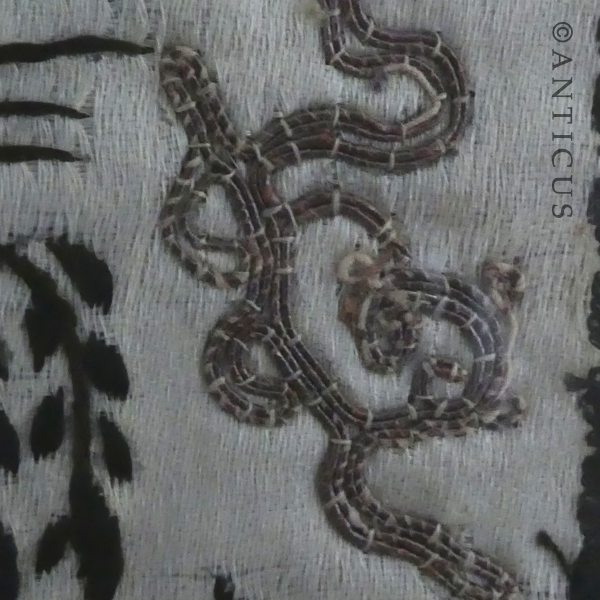 Chinese Embroidery, Framed, Black and White.