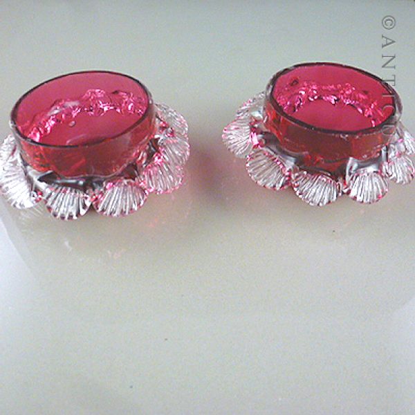 Pair of Cranberry Glass Open Salts.