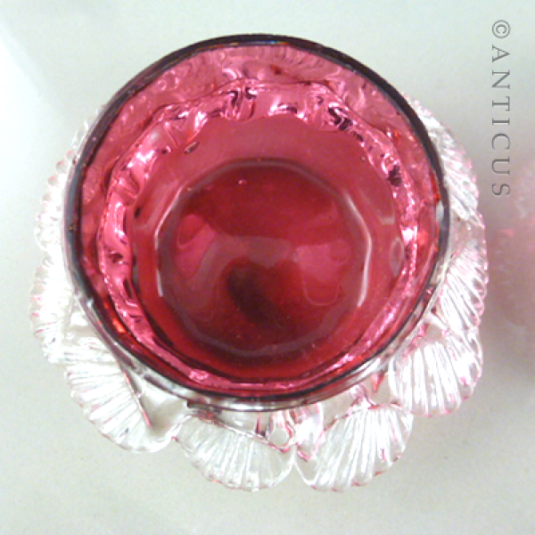 Pair of Cranberry Glass Open Salts.