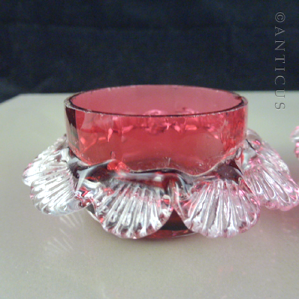 Pair of Cranberry Glass Open Salts.